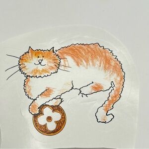 Louis Vuitton Orange and White Cat Sticker